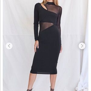 Mesh-Panel Cutout Bodycon Dress